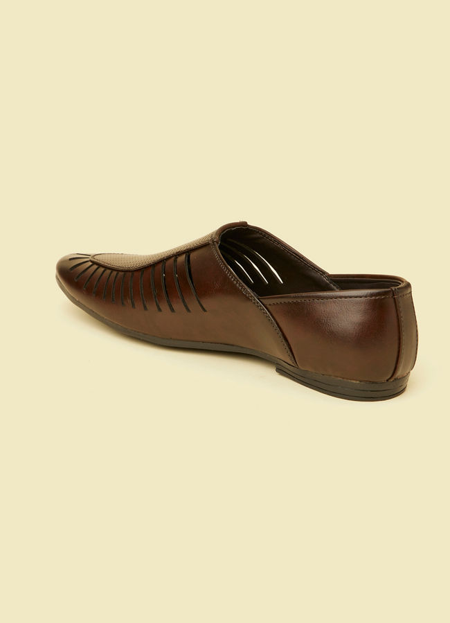 alt message - Manyavar Men Dark Brown Loafers Style Shoes image number 4